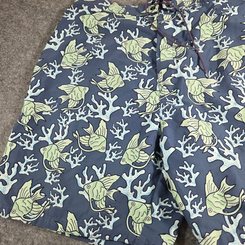 Vineyard Vines Swim Trunks Sea Life Print Blue‎ Green Mens Large Lined  Chappy